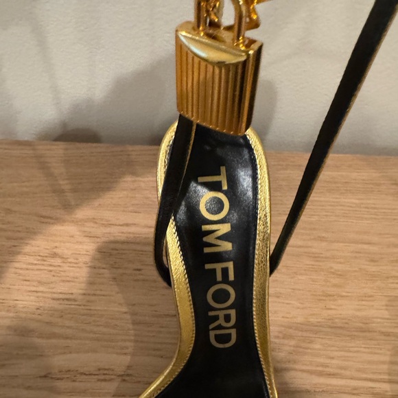 Tom Ford Metallic Gold Strappy Stiletto Sandals - Picture 15 of 16